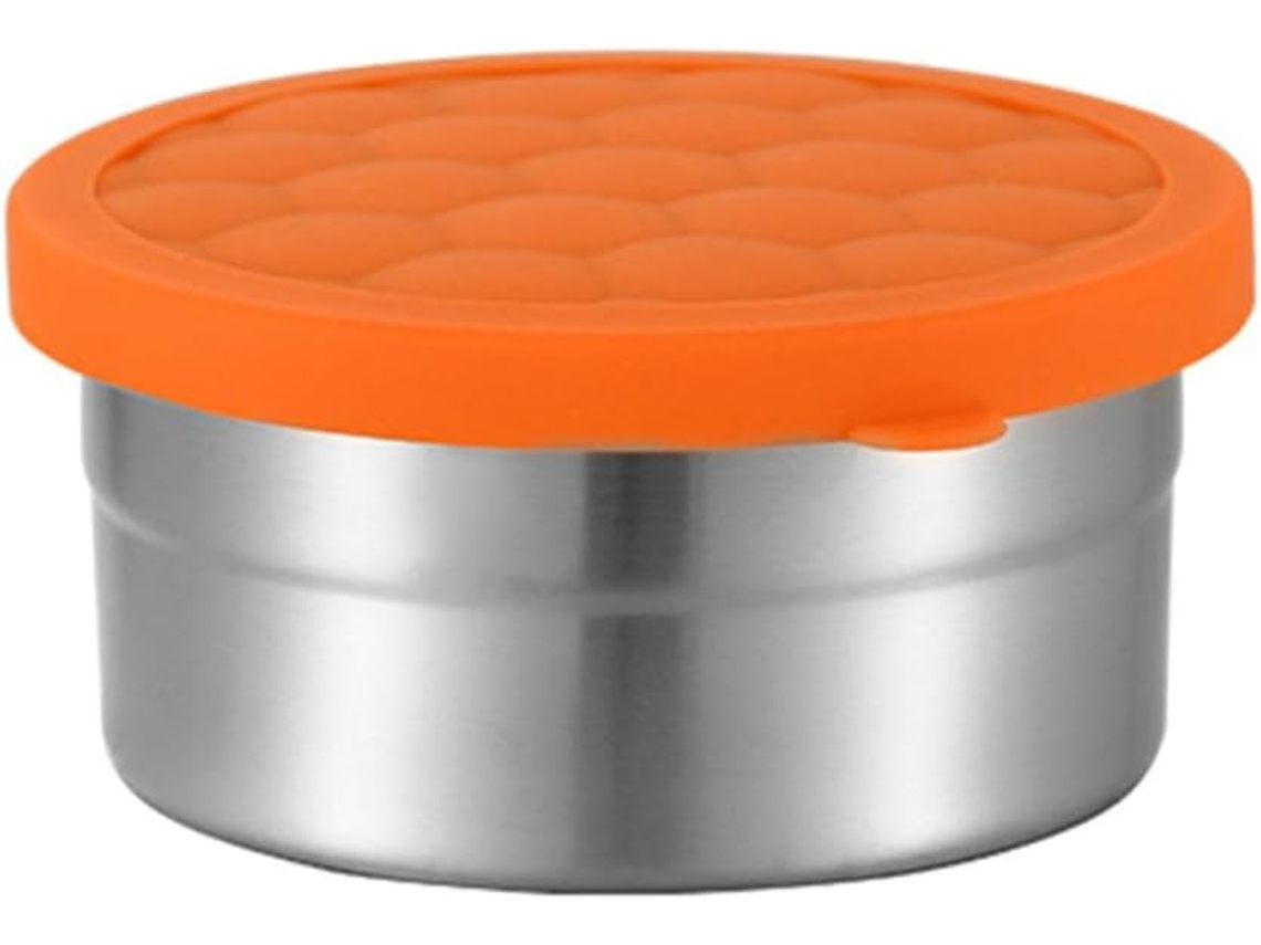 Lancheira Portátil Baluue Em Aço Inoxidável Com Tampa De Silicone Hermética, Compacta E Prática, Ideal Para Armazenar