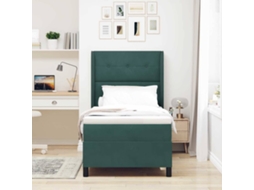 Vidaxl Cama Box com Cabeceira Verde Escuro 90 X 190 Cm Veludo