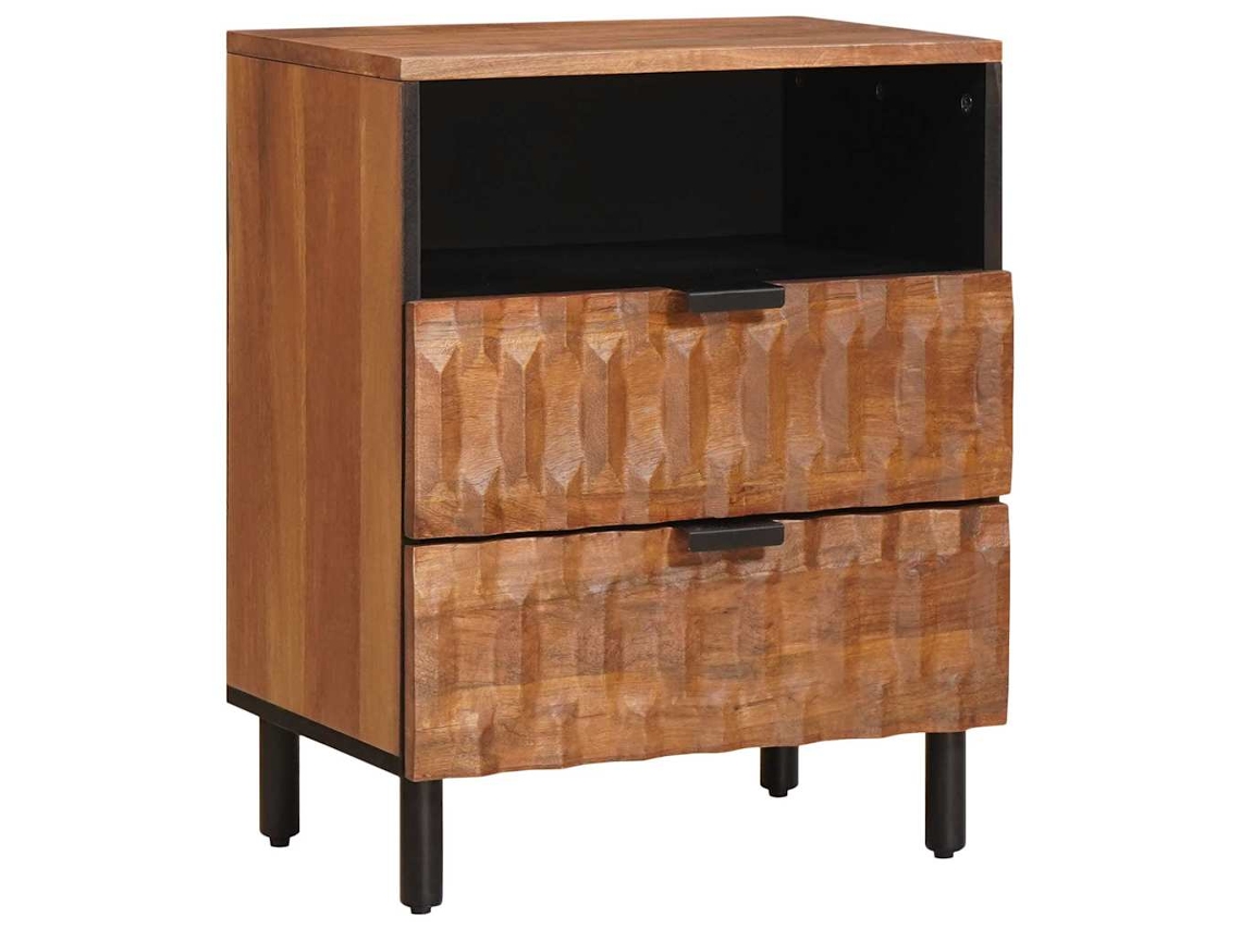 Conjunto 1 Armário De Cabeceira Vidaxl Castanho Madeira De Mangueira Maciça (50 X 33 X 62 Cm)