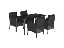 Garden Dining Set, Garden Dining Sets Vidaxl Preto Rattan / Vime (160 Cm Table Length)