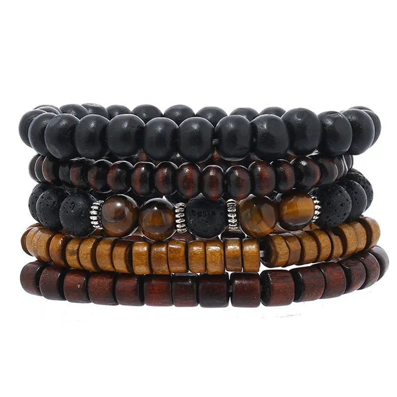 Pulseira de Contas de Madeira, Pulseira com Cruz da Árvore da Vida para Meditação de Ioga MDUG