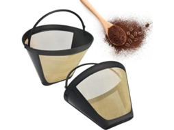 Filtro De Café Ing Gold, 6-8 Xícaras, Aço Inoxidável, Malha, Cesto, Lavável, Tamanho 2, Reutilizável, Plástico