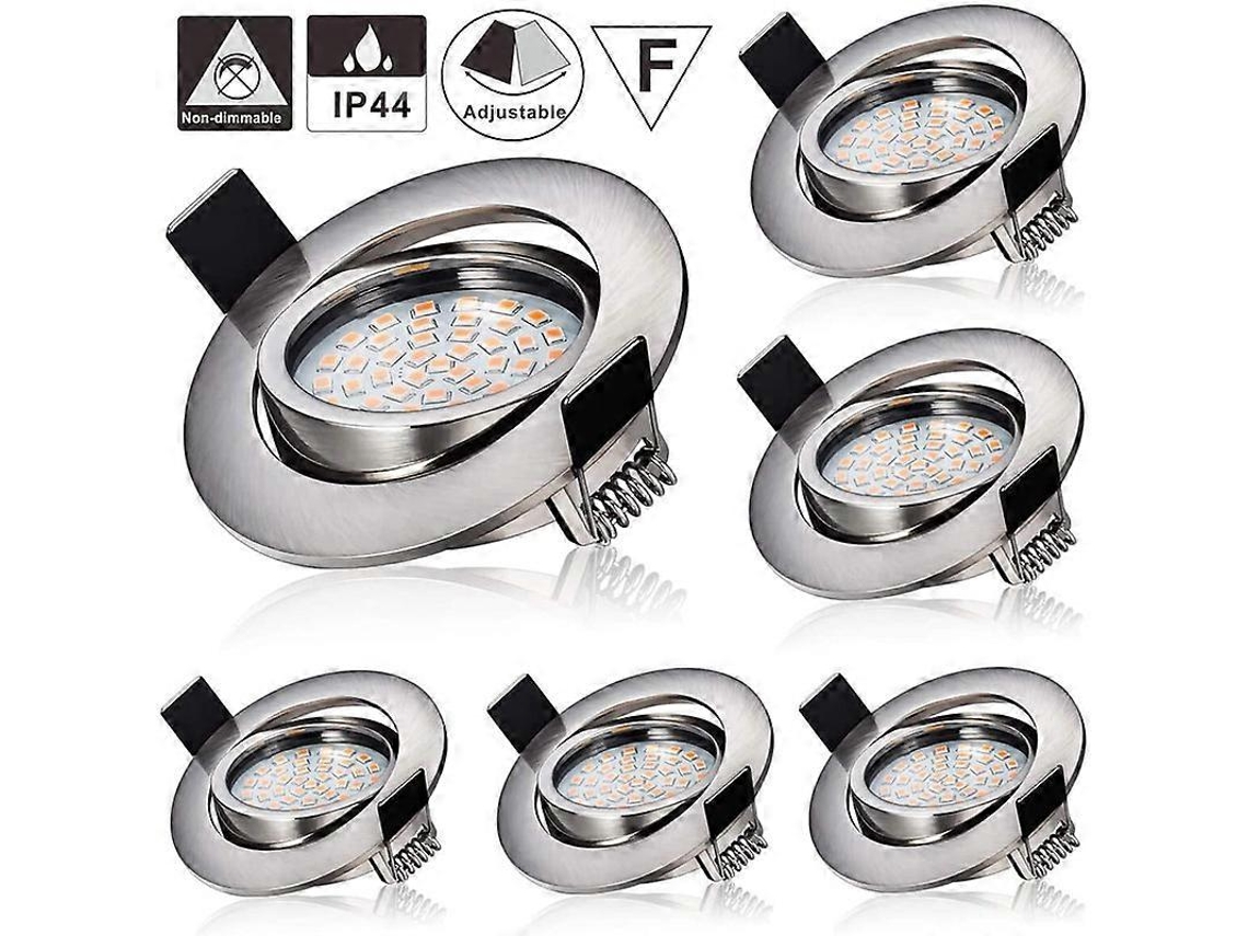 Rebe foco Embutido Led 6x 5w 3000k Branco Quente 230v 55mm, 24mm de Profundidade, Alumínio Fundido a Pressão, Sem Piscar, 400lm