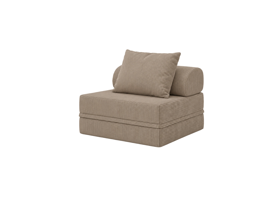 Sofá Modular 1 Lugar Convertível Veludo Regular Taupe SKOFFA