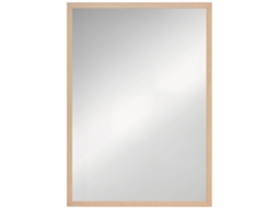 Espelho Retangular Natural De Parede 50 X 70 Cm, Estrutura Madeira, Ideal Para Banheiro, Sala Estar Ou Quarto,