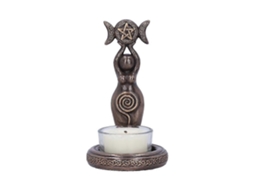 Zk deusa Espiral Estatueta Tripla Lua Castiçal Tealight Escultura de Resina Decoração de Casa BRILVIBERA