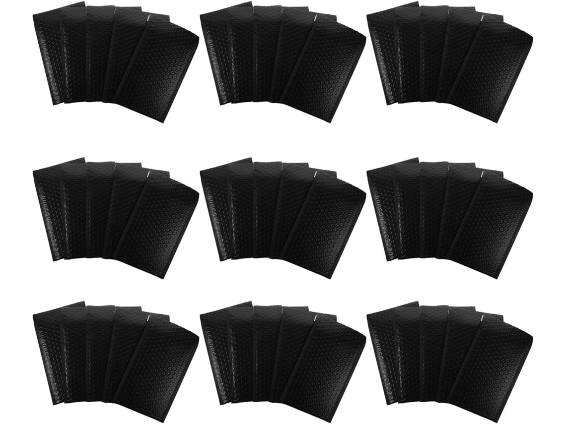 Pacote com 50 unidades de plástico bolha autoadesivo preto, resistente a rasgos, para embalagem protetora de escritório.