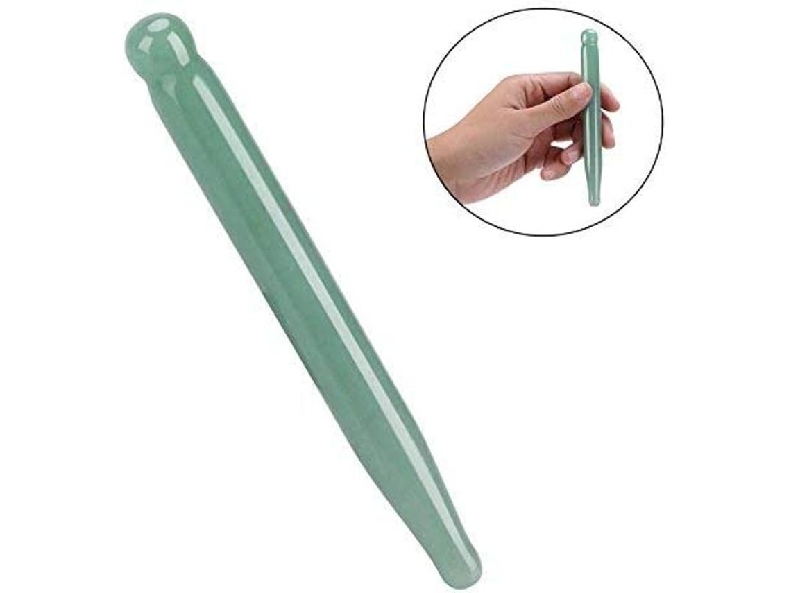 Pau de Acupressão de Pedra Natural Cristal Verde Aventurina 12 Cm para Massagem e Cuidados Corporais