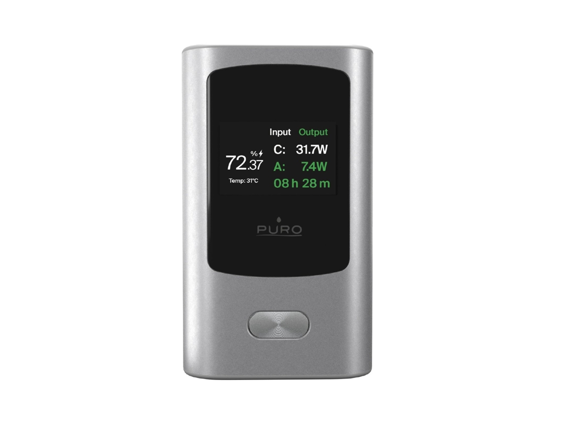Powerbank 10000mah Z Wyświetlaczem Usb a Usb c 45w Szary PURO