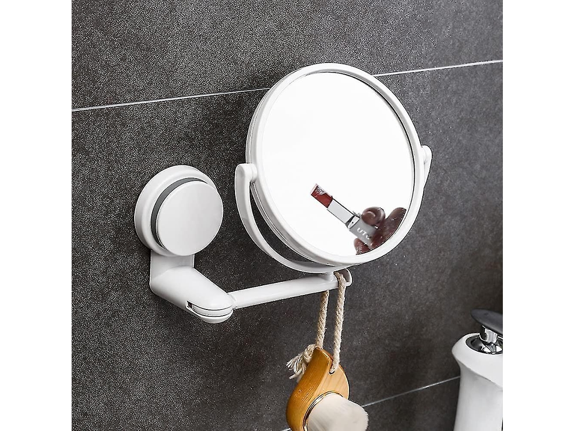 Rebe espejo de Baño Con Ventosa Espejo de Maquillaje Doble Lado Ajustable 360 Grados Pared Y Mesa Con Gancho