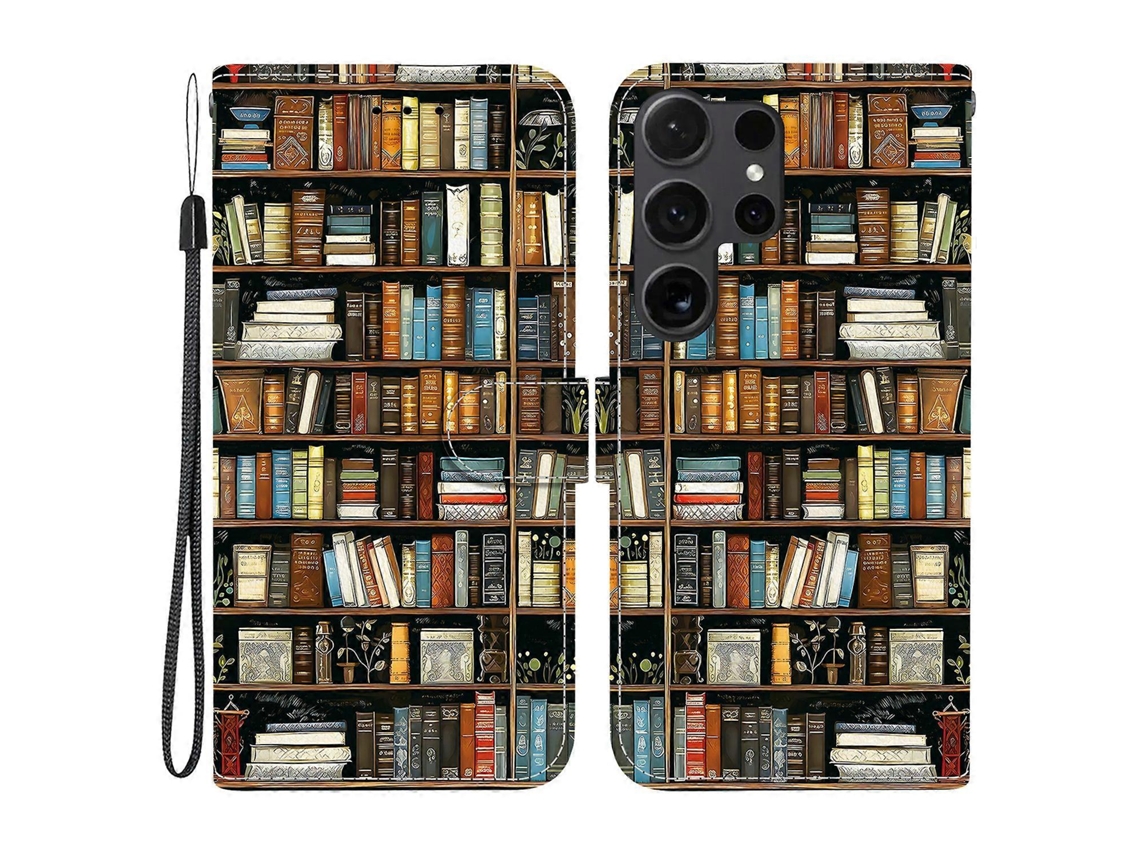 Capa De Couro Tkdaddy Para Samsung Galaxy S25 Ultra Com Suporte, Carteira, Estampa, Capa Para Celular Com Alça De Pulso E Prateleira
