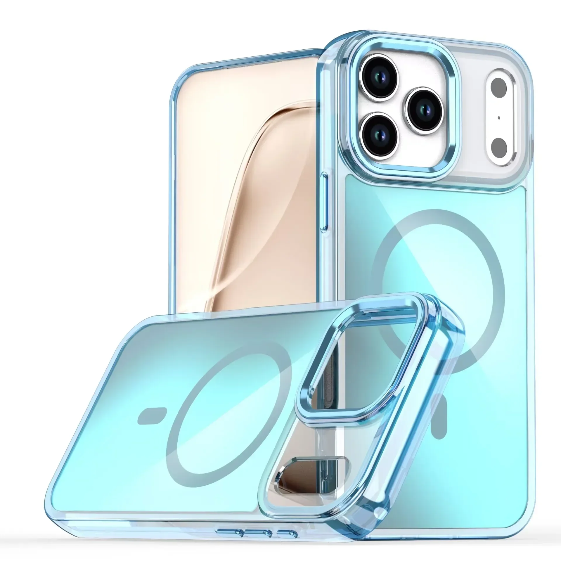 Capa Magsafe Para Iphone (iphone 17 Pro Max, Azul), Compatível Com Carregamento Sem Fio, Resistente Ao Desbotamento E À Descoloração.