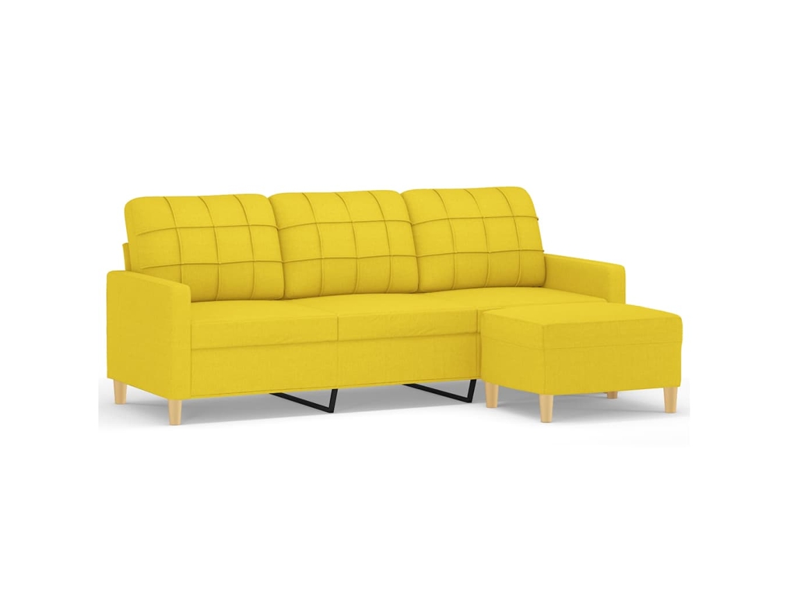 Maison Exclusive - Sofá De 3 Lugares Com Apoio De Pés 180 Cm Tecido Amarelo-claro