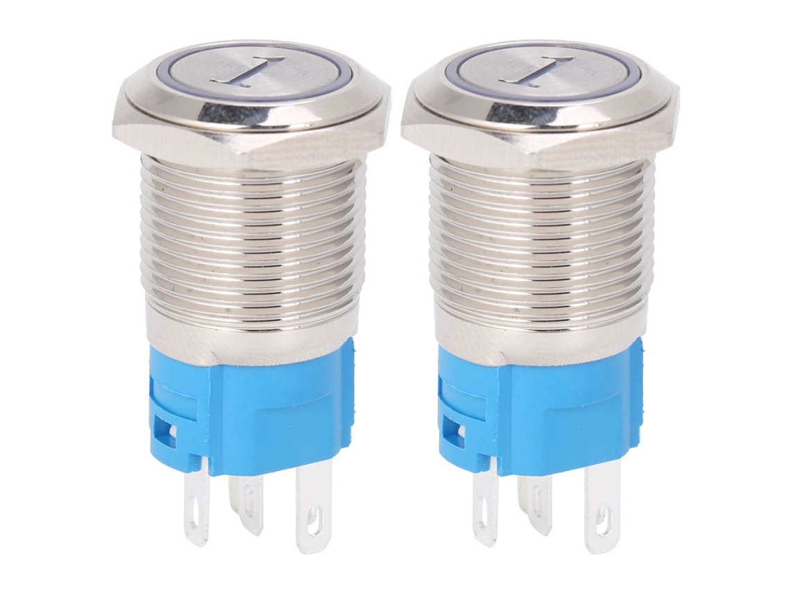 Interruptor Push Button Momentâneo Reset 16mm Led 24vdc 5 Pinos | S/MARCA