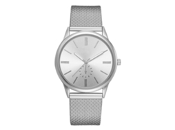 Relógio Feminino de Moda com Pulseira de Silicone e Mostrador Redondo de Liga (prata)