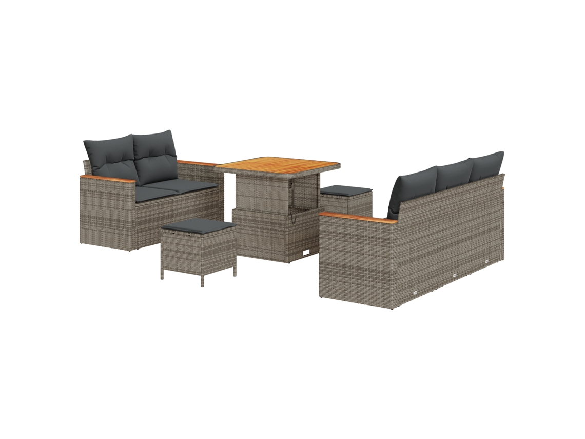 Conjunto 10 Móveis Para Exterior Vidaxl Cinzento Vime Pe (204 X 179 X 85 Cm)