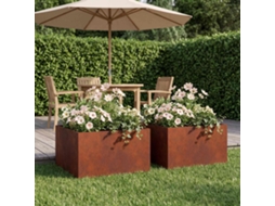 Vidaxl Vaso De Jardim 2 Unid. Ferro Enferrujado 60 X 60 X 30 Cm