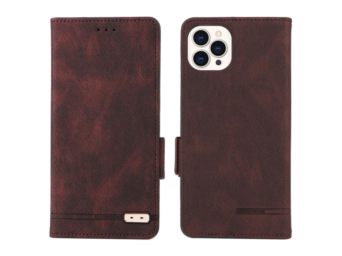 Capa Para Iphone 15 Pro Max Pele Sintética Castanho