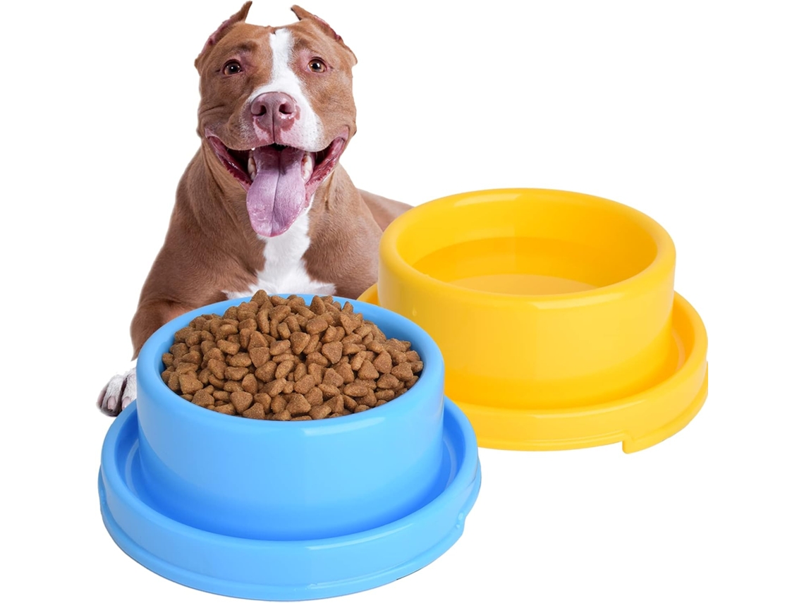 Conjunto de 2 Tigelas para Cães e Gatos, Redondas de Plástico Antiderramamento para Água e Comida, Coloridas para Alimentação AQUAFORGE