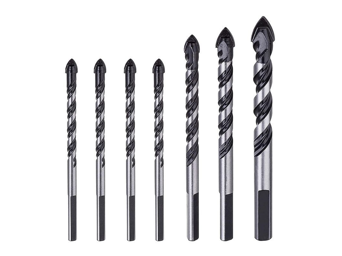 Conjunto De Brocas De Carburo De Tungsteno Para Albañilería (6, 6, 6, 6, 8, 10, 12 Mm)