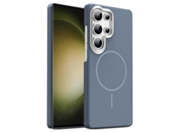 Capa Para Samsung Galaxy S23 Ultra 5g Fina Circular Magsafe À Prova De Choque Dourada Em Policarbonato Cinza Carbono