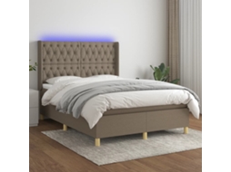 Vidaxl Cama Box Spring Colchão/led 140x190cm Tecido Cinza-acastanhado