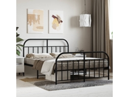 Vidaxl Estrutura De Cama Com Cabeceira E Pés 140x190 Cm Metal Preto