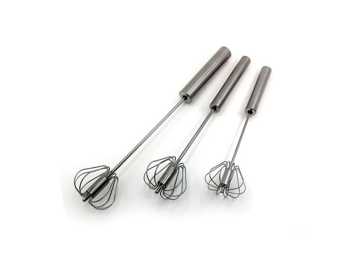 Batidor De Ovos Semi-automático De Aço Inoxidável - Batidor Rotatório Manual (3 Pacotes)