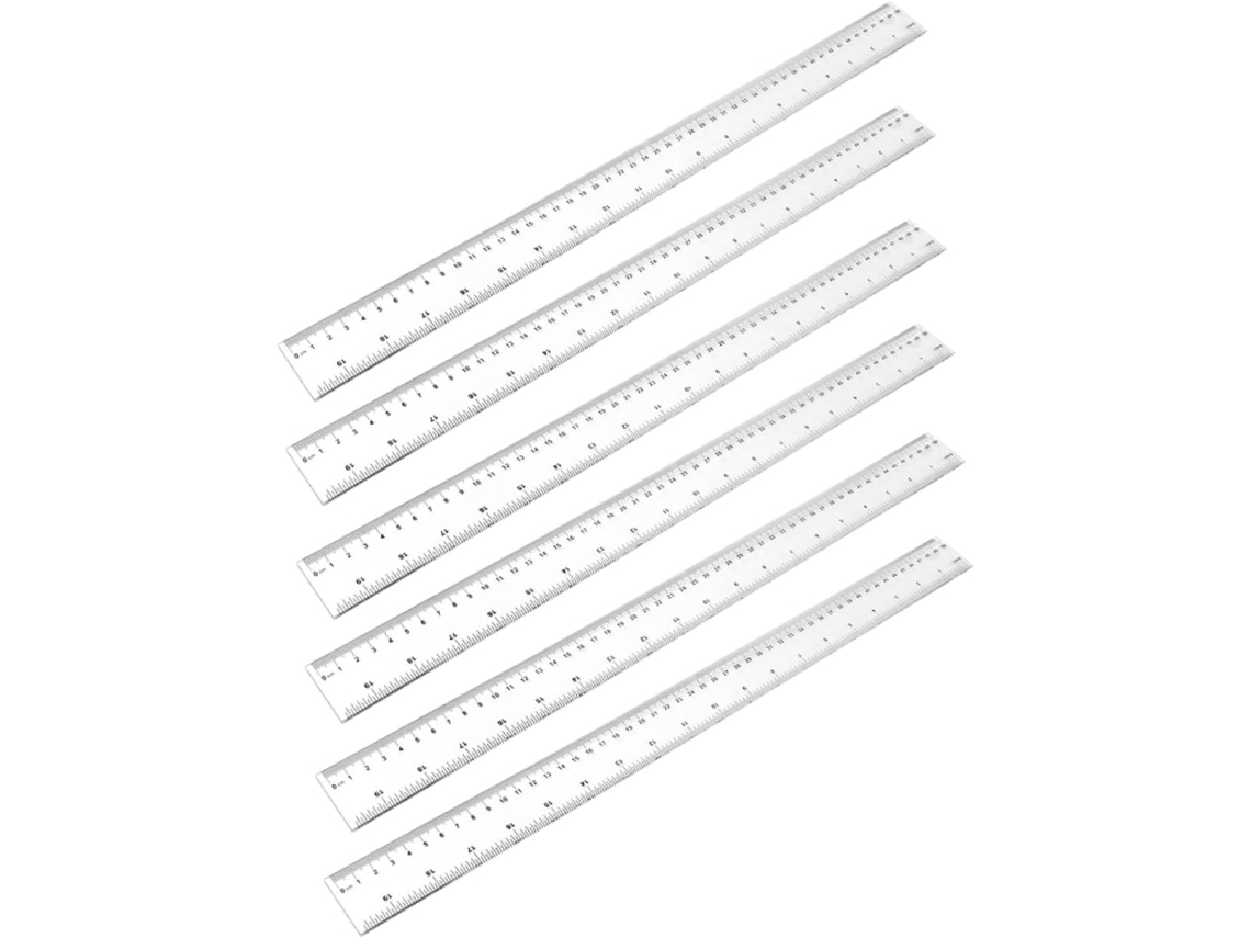 Régua De Plástico Transparente De 50 Cm, Conjunto De 6 Peças, Alta