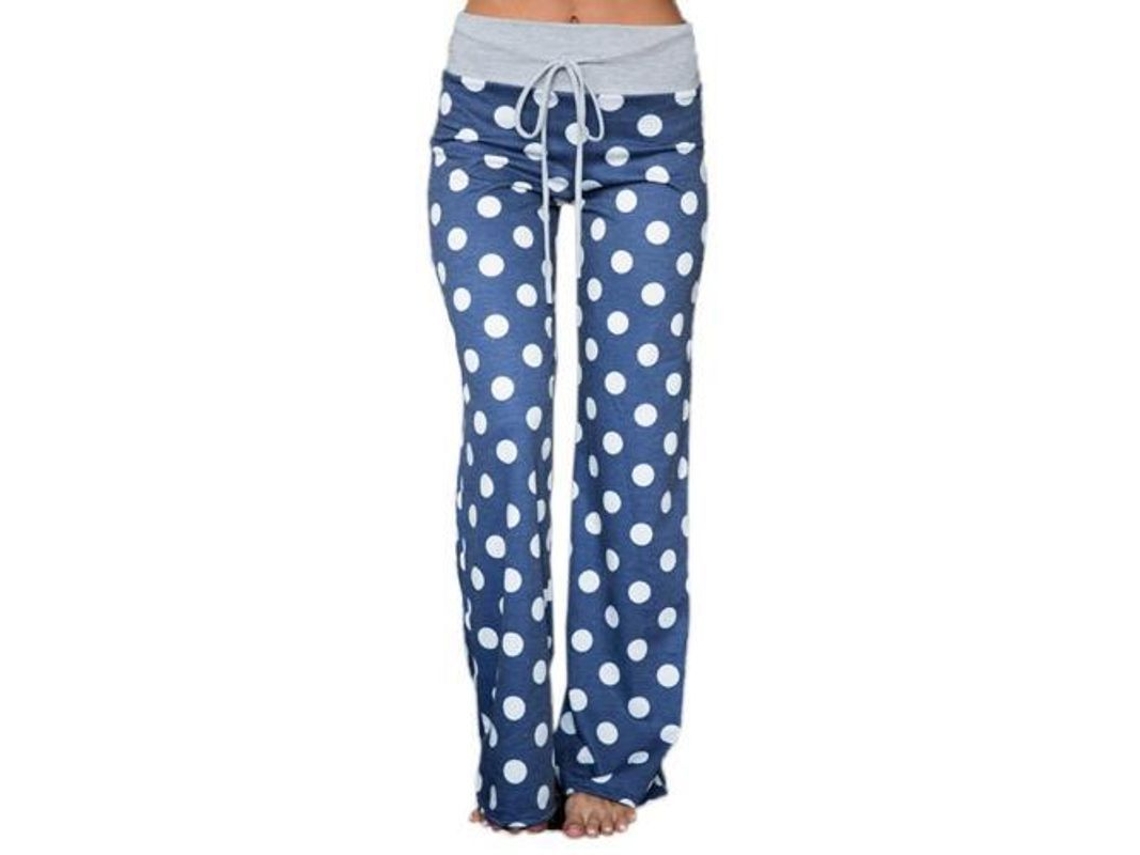 2026 pantalones de Salón Anchos Con Estampado Floral Elástico Y Cordón Ajustable para Mujer XL Blue2