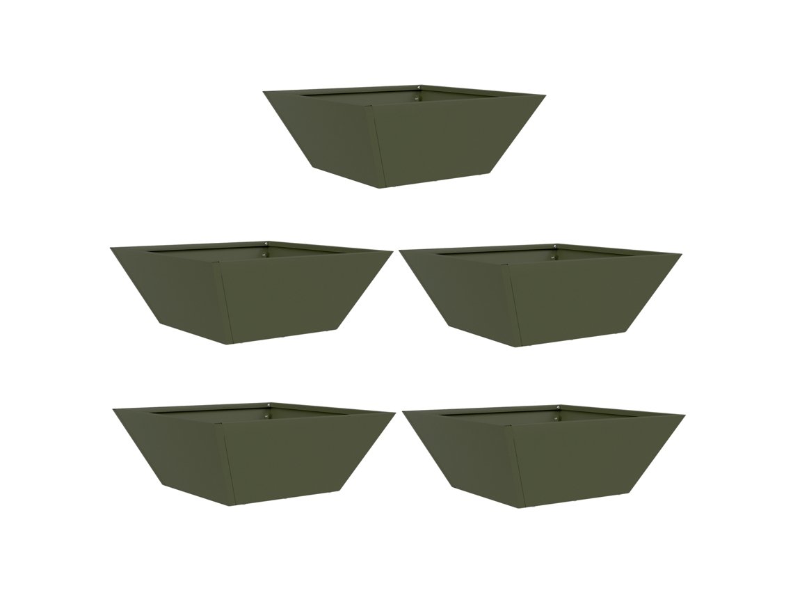 Conjunto 5 Decoração Para Jardim Vidaxl Verde-azeitona Aço (40 X 40 X 15 Cm)