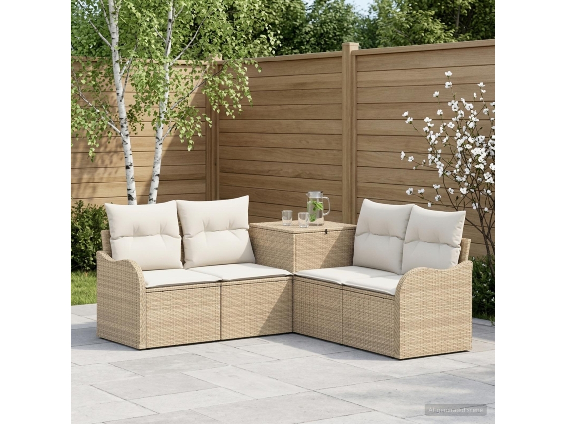 Vidaxl Conjunto De Sofás 5 Unid. Bege E Branco Creme