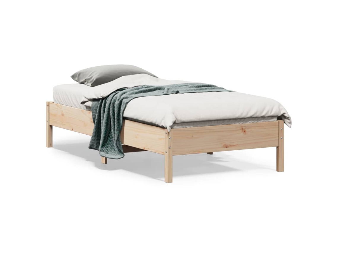 Vidaxl Cama Sem Colchão 75x190 Cm Madeira De Pinho Maciça