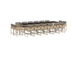 Conjunto de 11 Jantar para Jardim com Almofadões Vime Pe Bege Misturado MAISON EXCLUSIVE