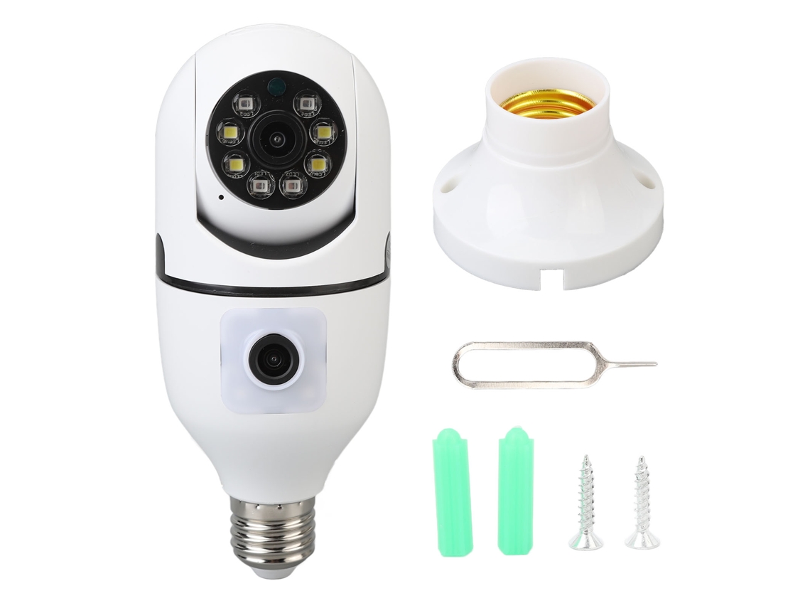 360 Degree Light Bulb Camera 1920 X 2160 Auto Tracking App Control 2 Way Talk Dual Lens 110‑220v E27 Light Bulb Security Camera LAXISCREED