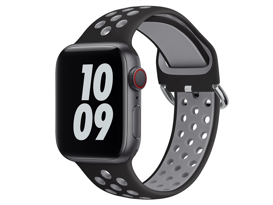Pulseira de Silicone Halinuia para Apple Watch Series 10/11 , Design Esportivo Respirável. Preto Cinza (38 42 Mm)