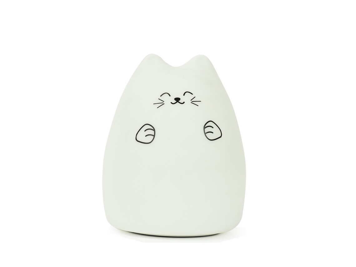 Luminária Noturna, Luminária Noturna de Silicone em Formato Gato com 7 Cores e Função Mudança Cor Via Usb BRILVIBERA
