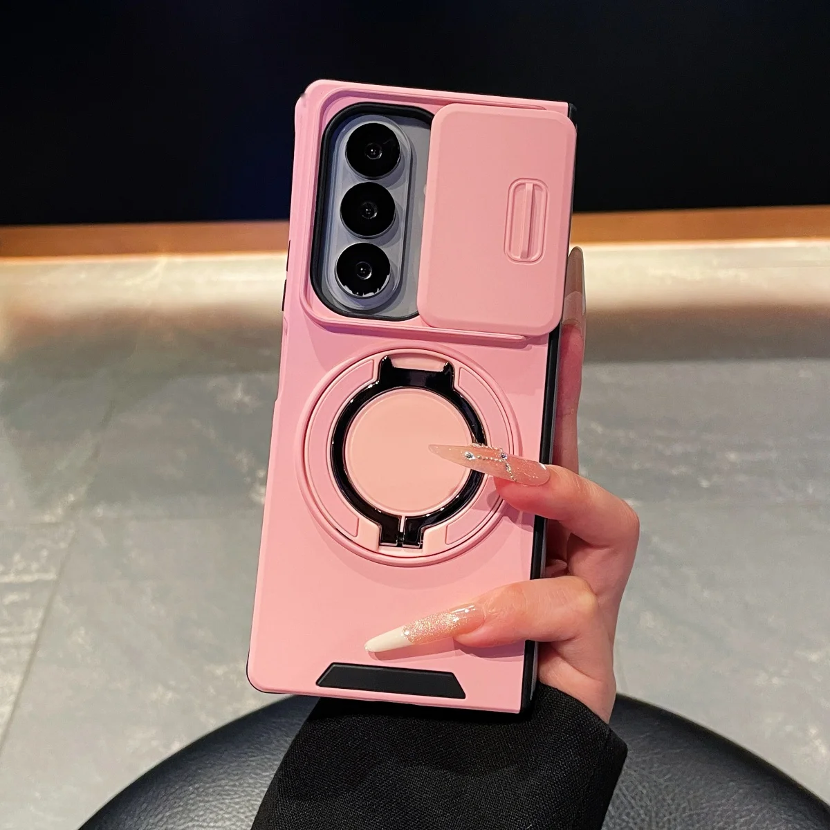 Capa Protetora Magnética Deslizante Para Celular (galaxy Z Fold 8 Ultra Rosa), Resistente A Impactos.