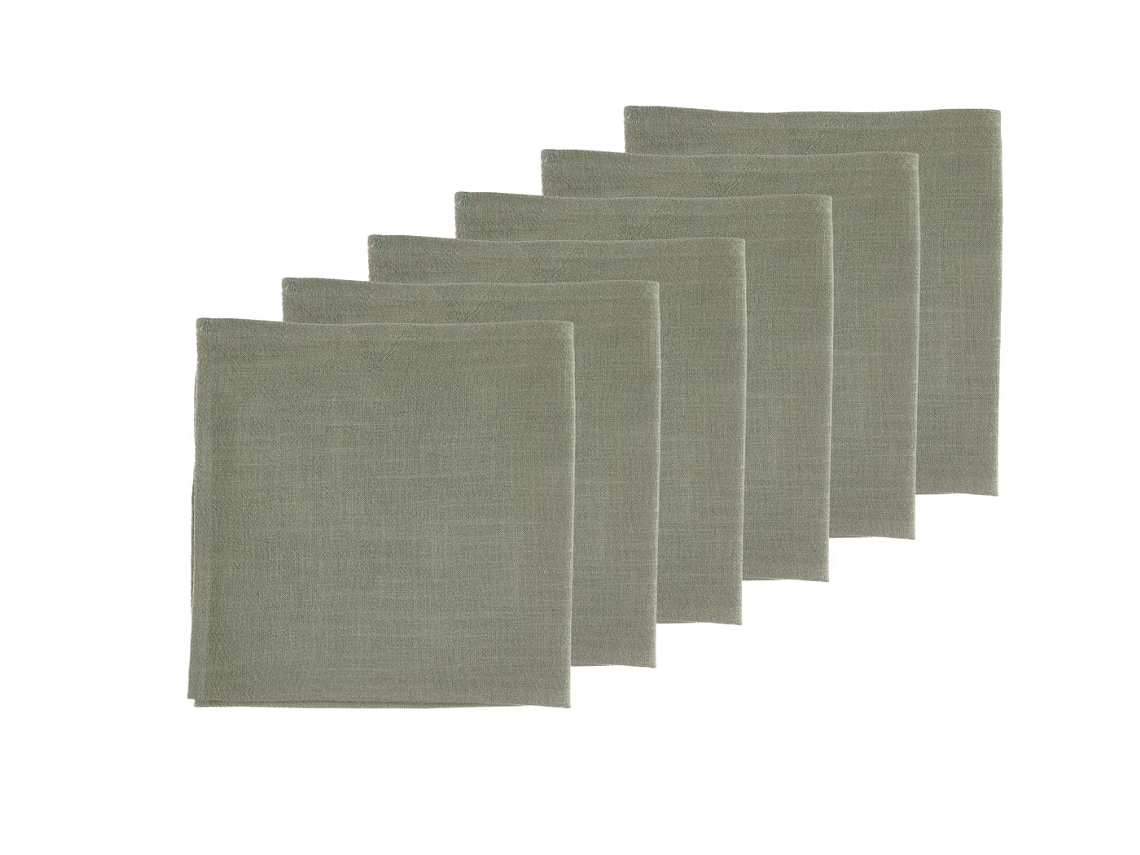 Guardanapo De Mesa - 6 Peças -linho E Algodão Verde-azulado