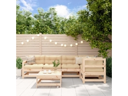 Vidaxl 6 Pcs Conjunto Lounge Jardim C/ Almofadões Madeira Maciça