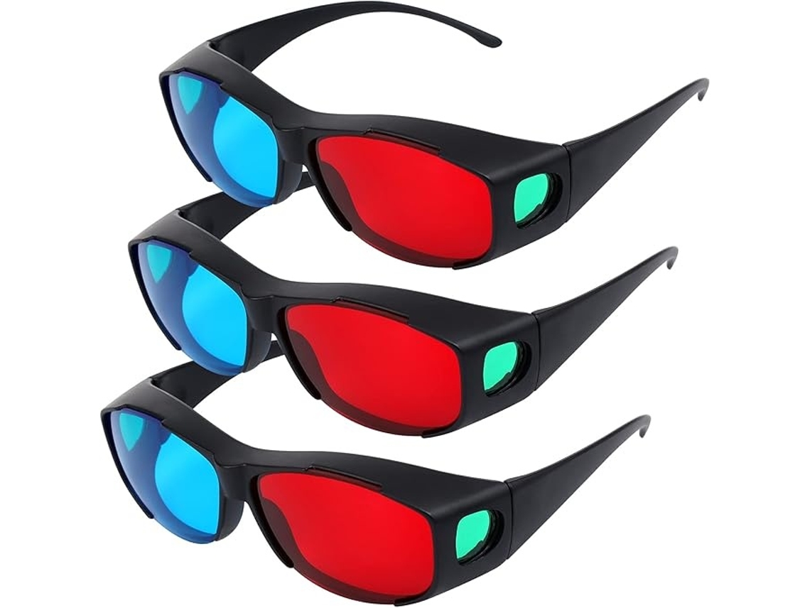Óculos 3d Vermelhos E Azuis Com Antipolarização (pacote Com 3) Elysve