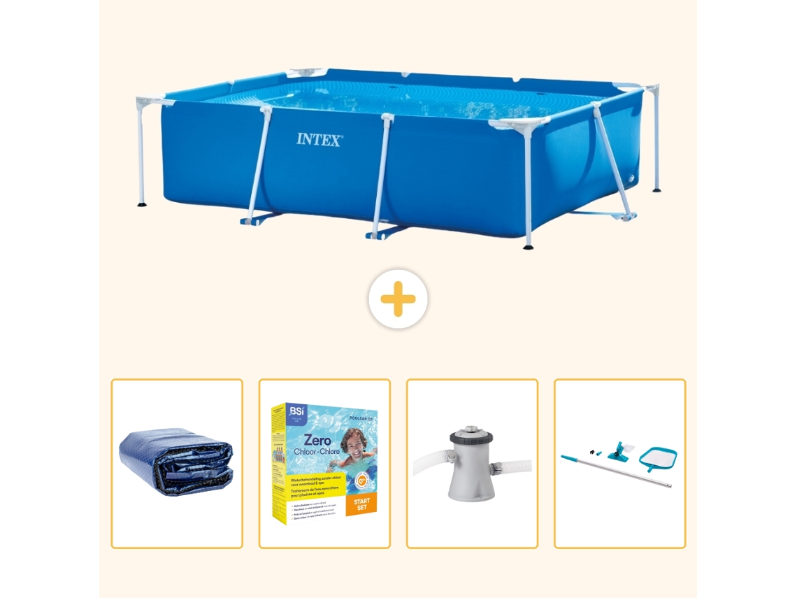 Intex Piscina Com Estrutura Retangular - 220x150x60 Cm - 5-peças Scb14