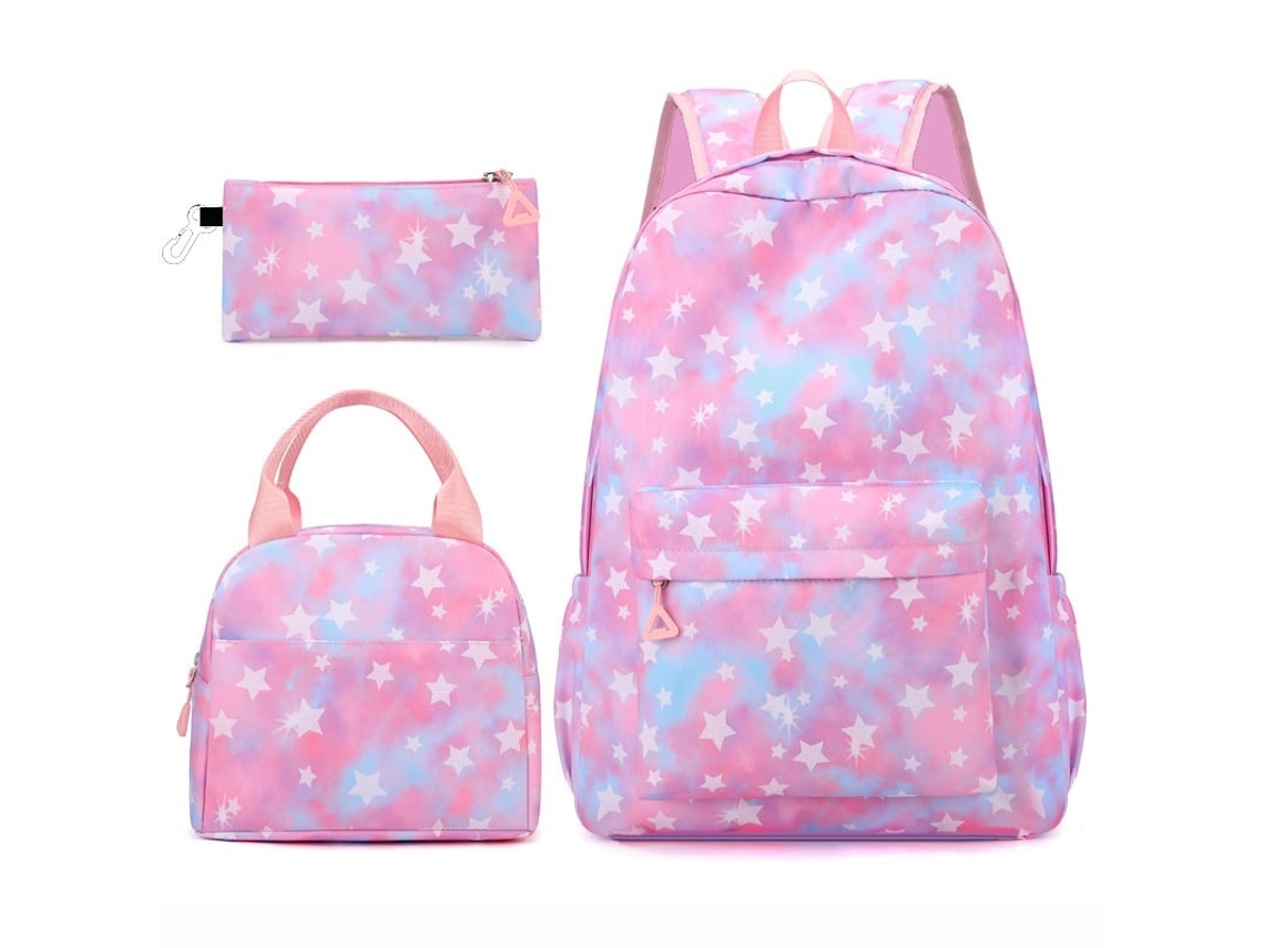 Elysve Mochila Térmica De 16 Polegadas Com Estojo E Estrela Rosa (pacote Com 3)