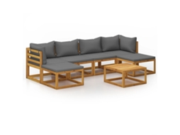 Maison Exclusive - 7 Pcs Conjunto Lounge De Jardim Com Almofadões Acácia Maciça