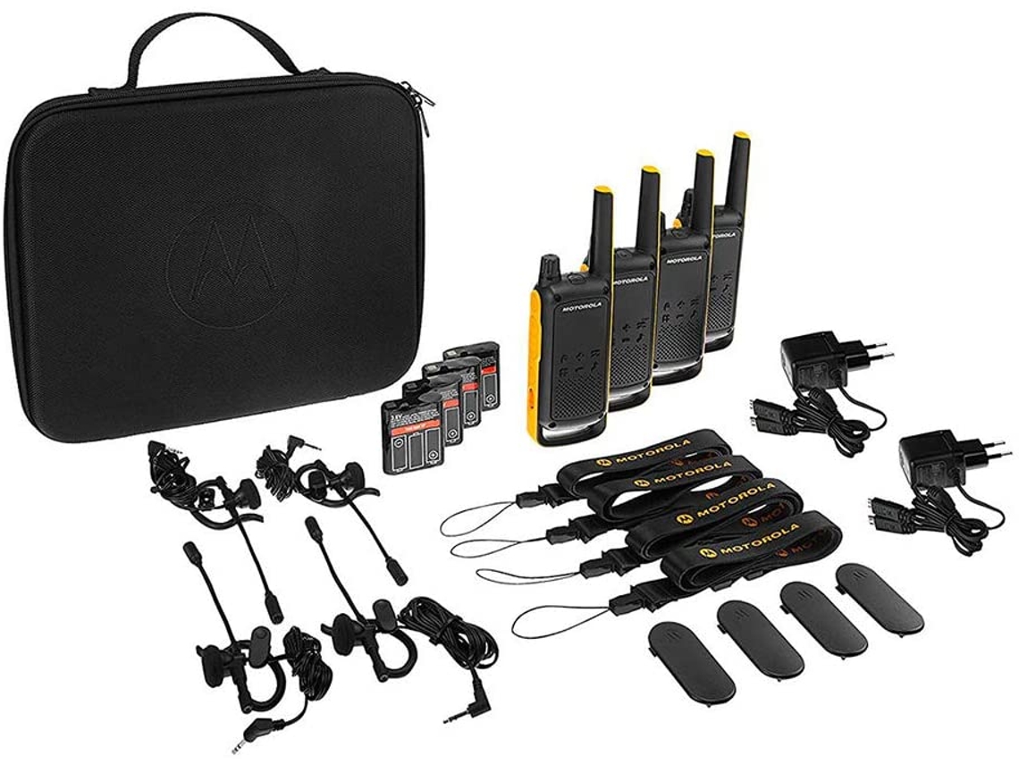 Walkie-Talkie MOTOROLA T82 Extreme Quad (16 Canais - Até 10 Km - Até 18h - Preto)