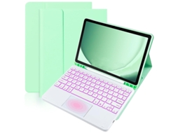 Capa De Couro Verde Menta Teclado Retroiluminado Sensível Ao Toque Com Teclas Quadradas Brancas, Samsung Tab S8 Plus De 12,4 Polegadas Yunzii