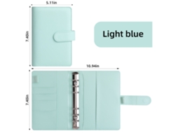 A6 Macaron Pu Leather Ring Binder Cash Envelope Budget Notebook With Zipper Pouch, Blue