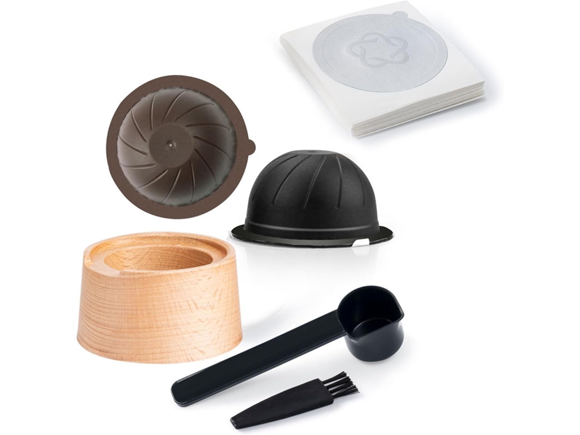 Conjunto De Cápsulas De Café Recarregáveis Com Tampas Autoadesivas De Alumínio, Suporte, Colher E Escova