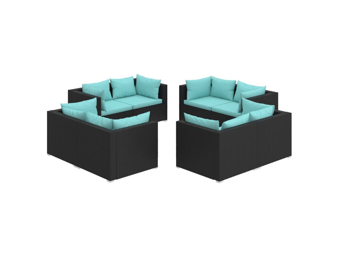 Garden Lounge Set, Garden Lounge Sets Vidaxl Preto Rattan / Vime (n/a)