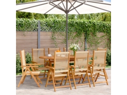 Cadeiras De Jardim Reclináveis 8 Pcs Madeira Acácia Maciça Bege Dkd Home Decor